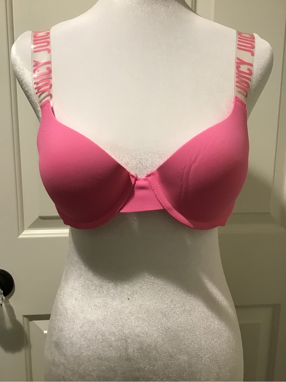 Juicy Couture Bright Pink Molded T-Shirt Bra with Branded Straps